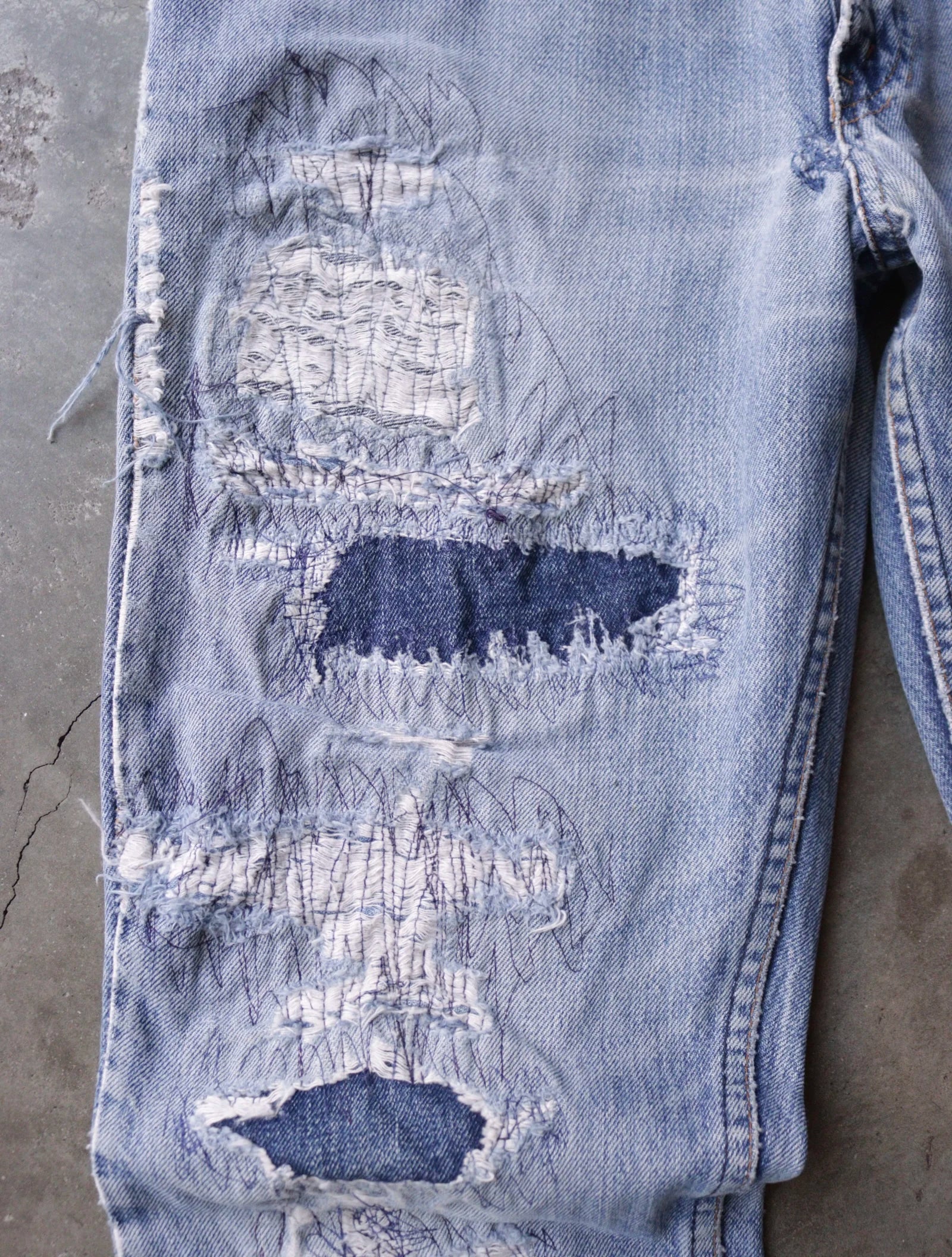 1970S LEVI'S PACTHWORK 646 DENIM PANTS - Image 3