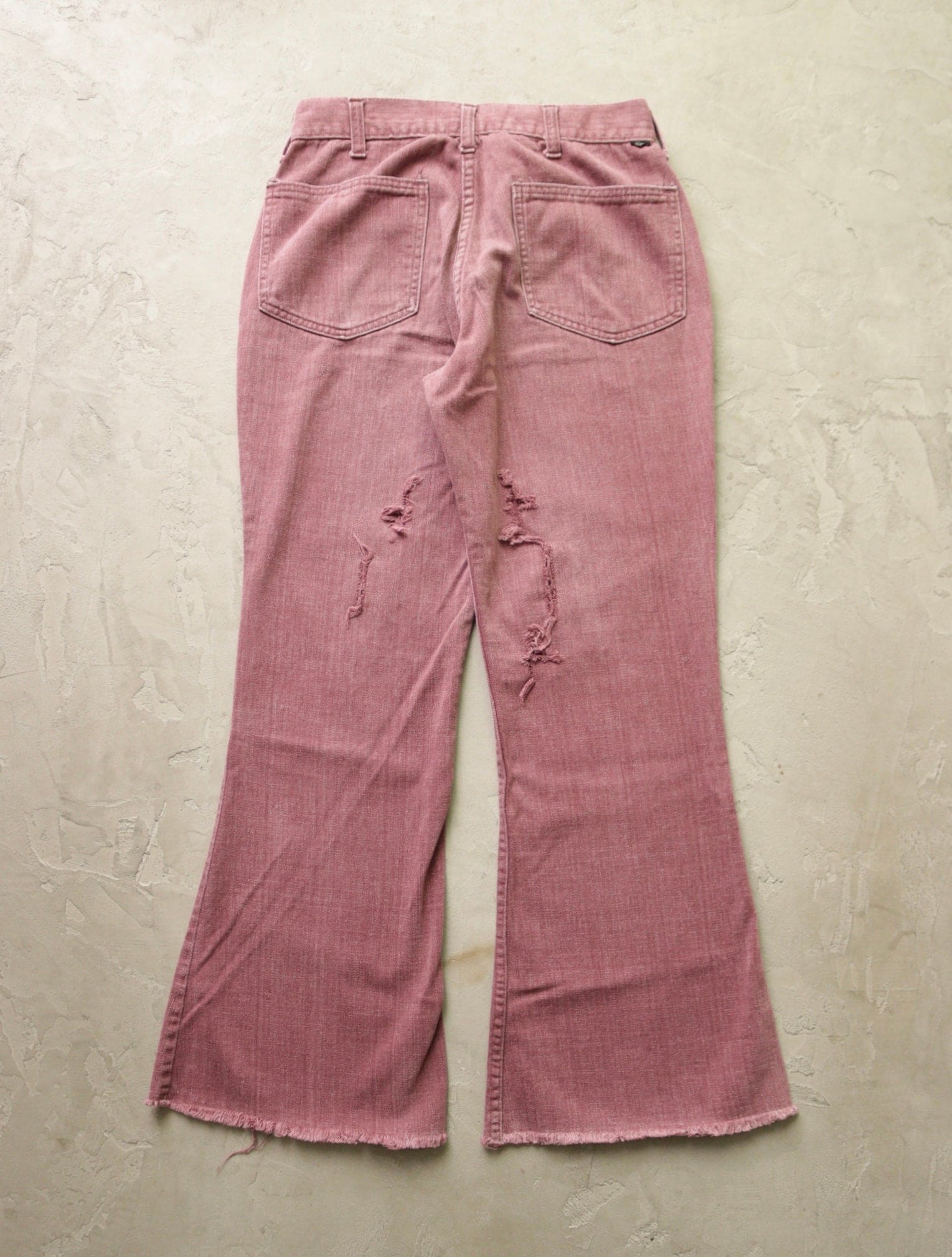 1970S MOLESKIN BUSH DISTRESSED FLARED PANTS - Image 3