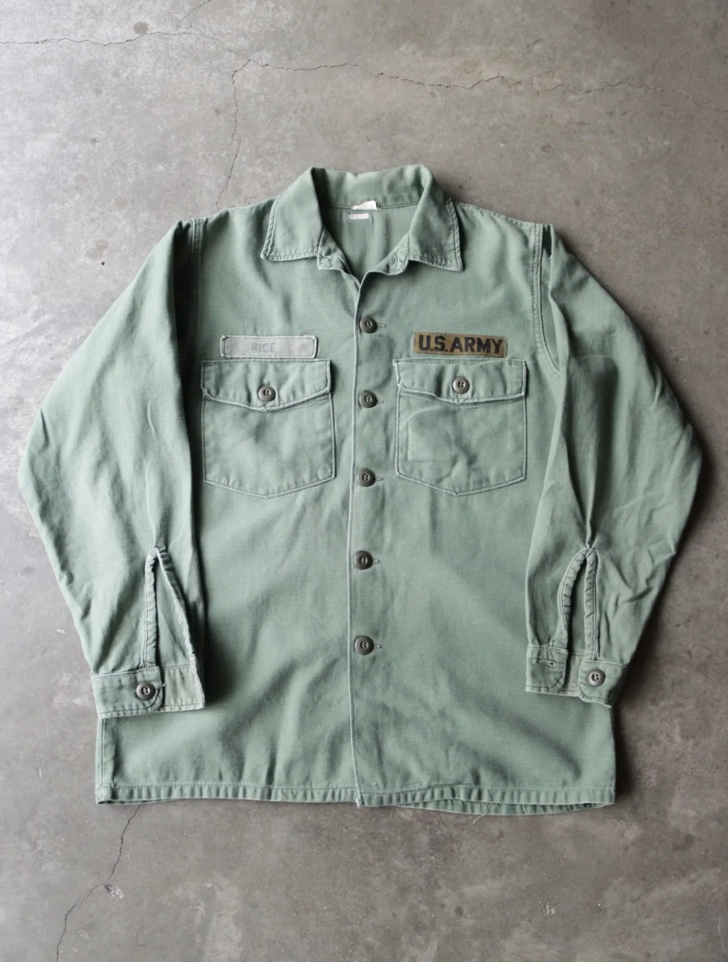 1960S OG-107 FATIGUE ARMY BUTTON UP SHIRT - Image 4