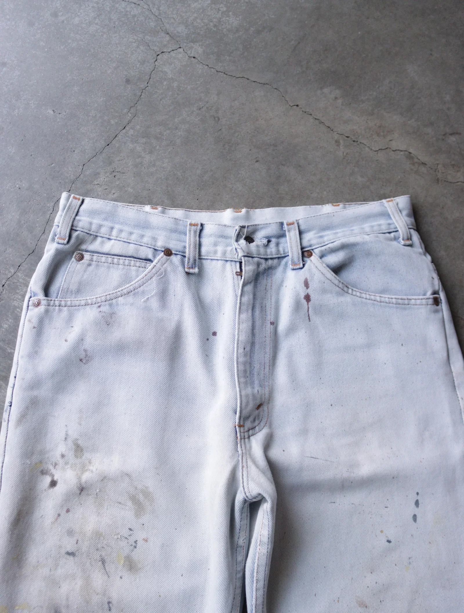 1970S FLARED LIGHT WASH PAINTER DENIM PANTS - Image 3