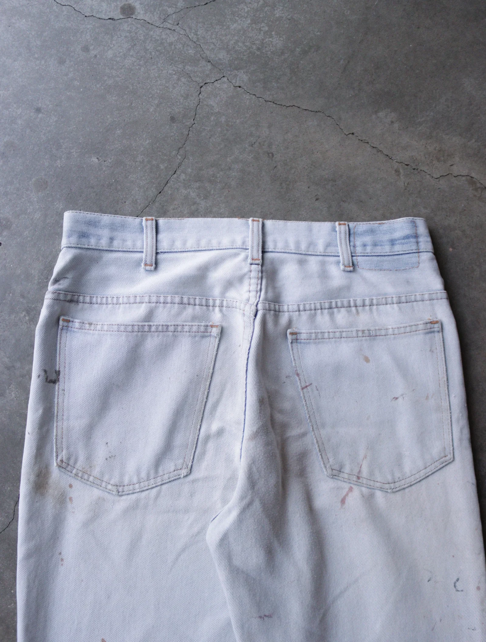 1970S FLARED LIGHT WASH PAINTER DENIM PANTS - Image 4