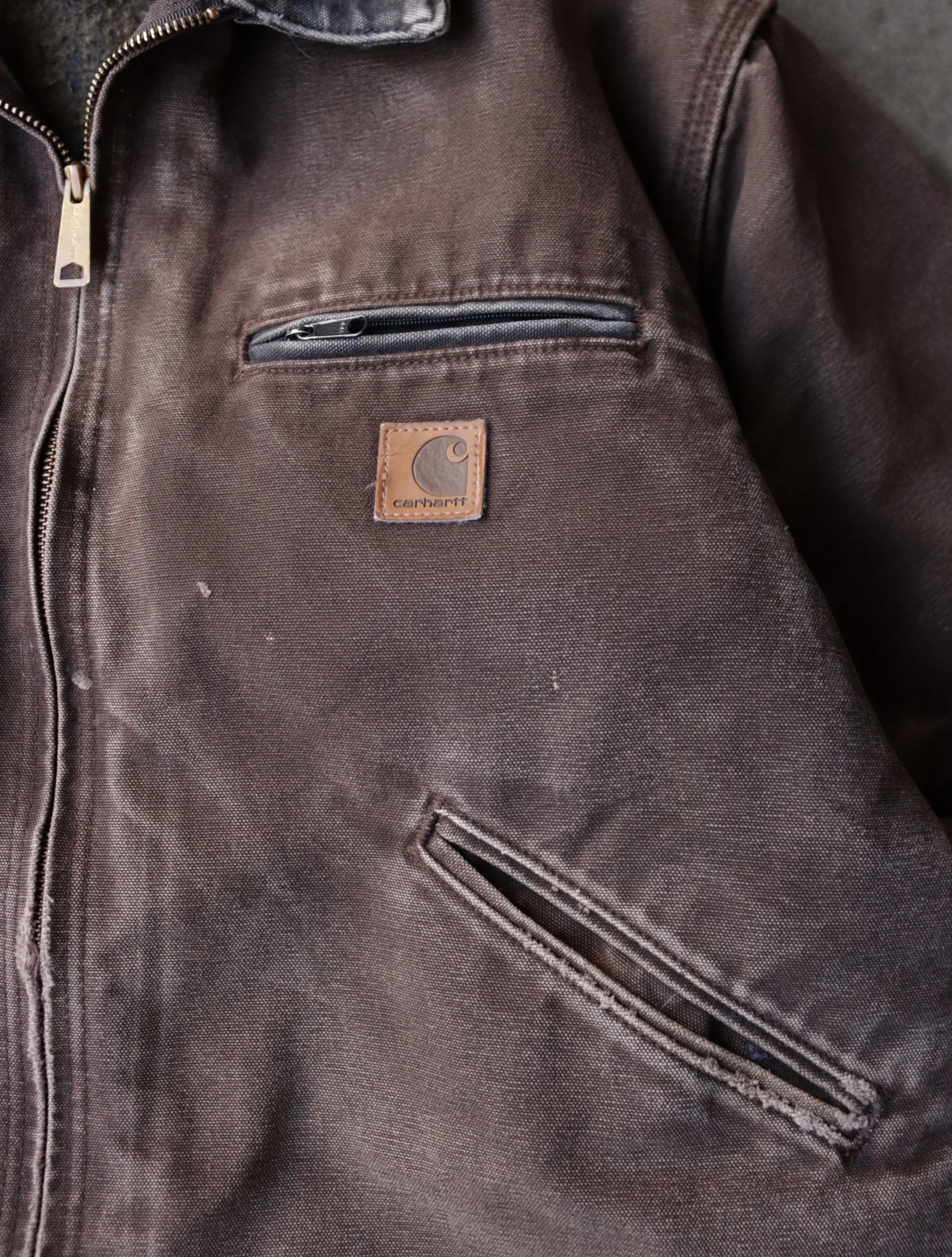 (RESERVED) 2000S CARHARTT FADED BROWN DISTRESSED DETROIT WORK JACKET - Image 5